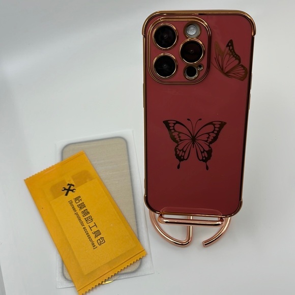 Pink Flutter: Flaunt Your Style with Luxurious Butterflies iPhone 14‎ Pro Case! - Picture 3 of 4
